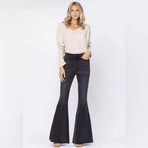Judy Blue Super Flare Jeans Washed Black #88116 Size 11/30